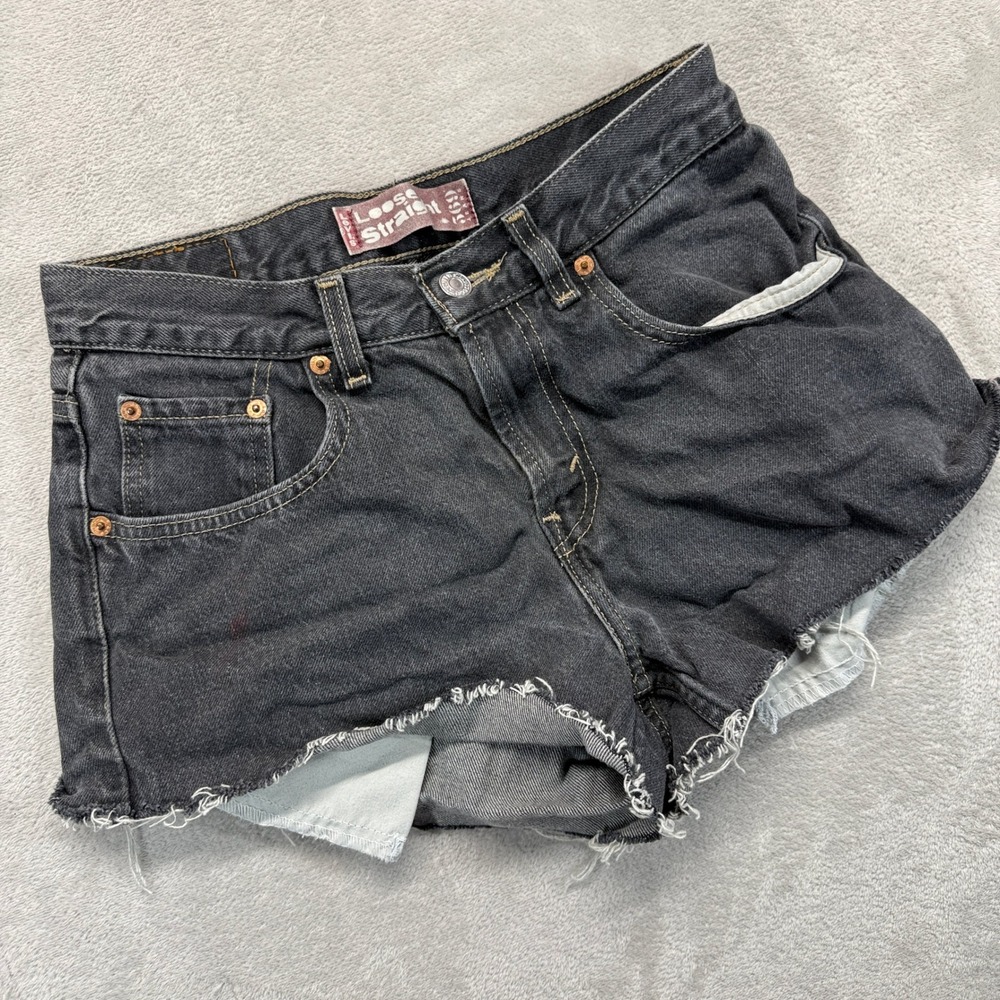 Vintage‎ Levi's 569 Shorts Women 29 Black Loose Straight Cutoff Festival Summer